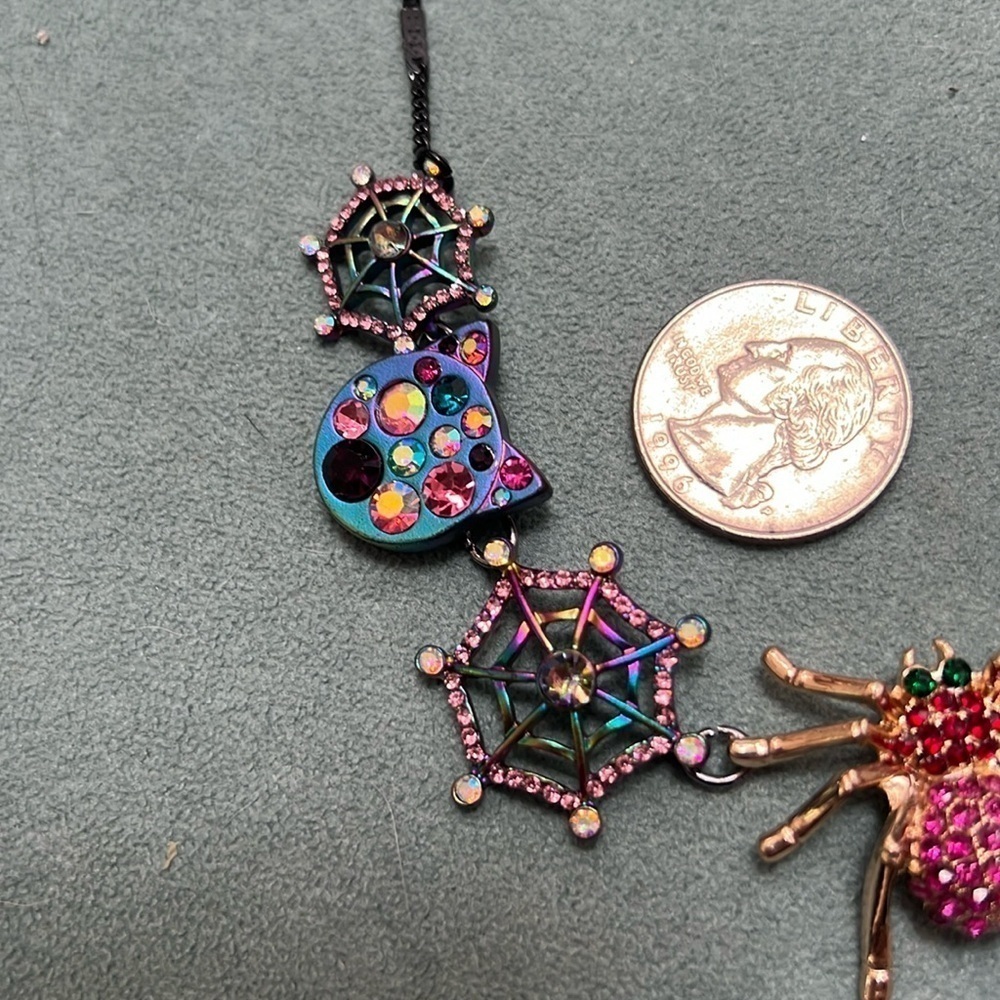 BETSEY Johnson Multi Color Crystal Halloween Necklace NWT - Picture 4 of 7
